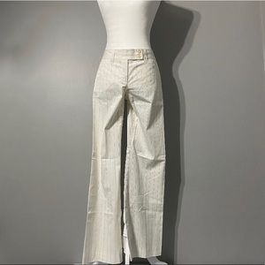 BCBG MaxAzria White Grey Pinstripe Wide Leg Pants P